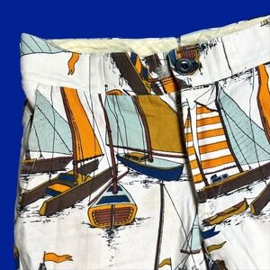 Vintage Mens Sailboat Print Pants Coastal Nautical Boat‎ Trousers Jeff Corbin
